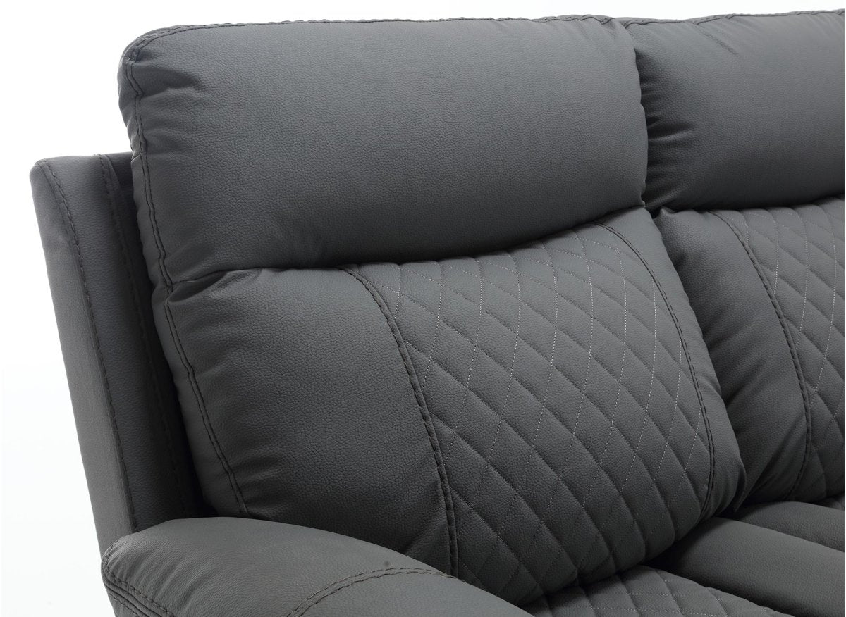 Canapé 3 places relax électrique en simili cuir gris foncé ELISE - DécoInParis