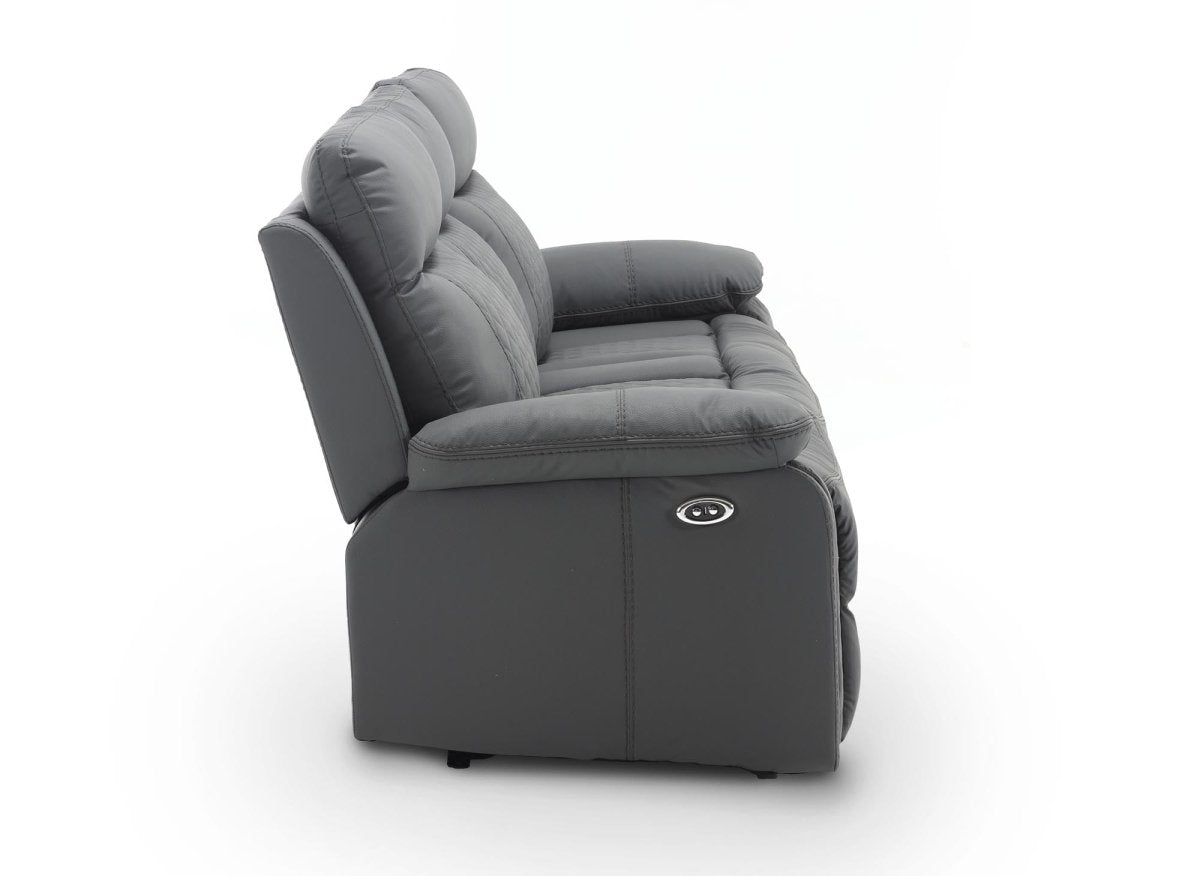 Canapé 3 places relax électrique en simili cuir gris foncé ELISE - DécoInParis