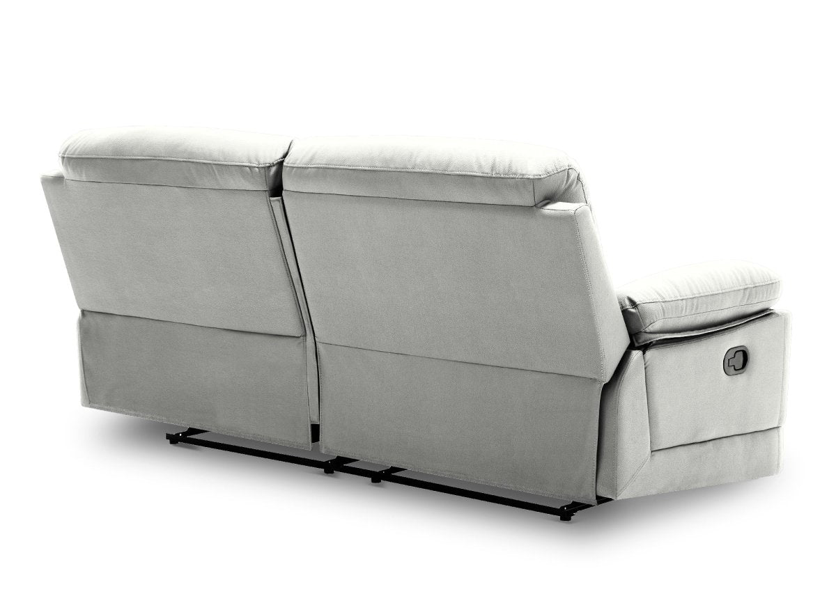 Canapé 3 places relax manuel en simili cuir gris clair DANY - DécoInParis