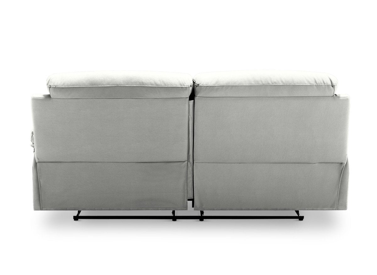 Canapé 3 places relax manuel en simili cuir gris clair DANY - DécoInParis