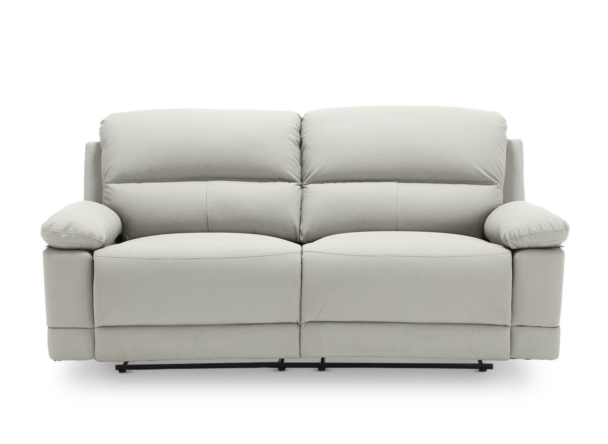 Canapé 3 places relax manuel en simili cuir gris clair DANY - DécoInParis
