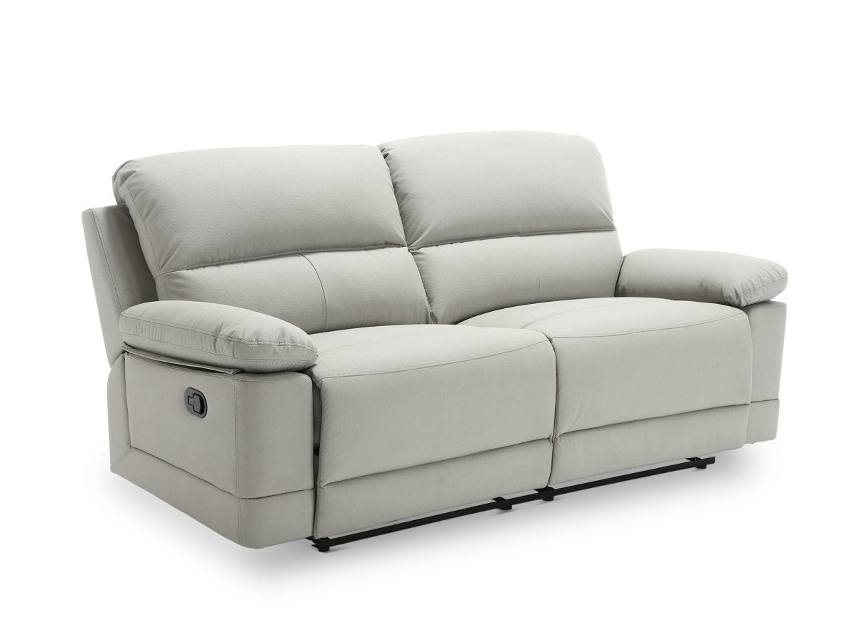 Canapé 3 places relax manuel en simili cuir gris clair DANY - DécoInParis