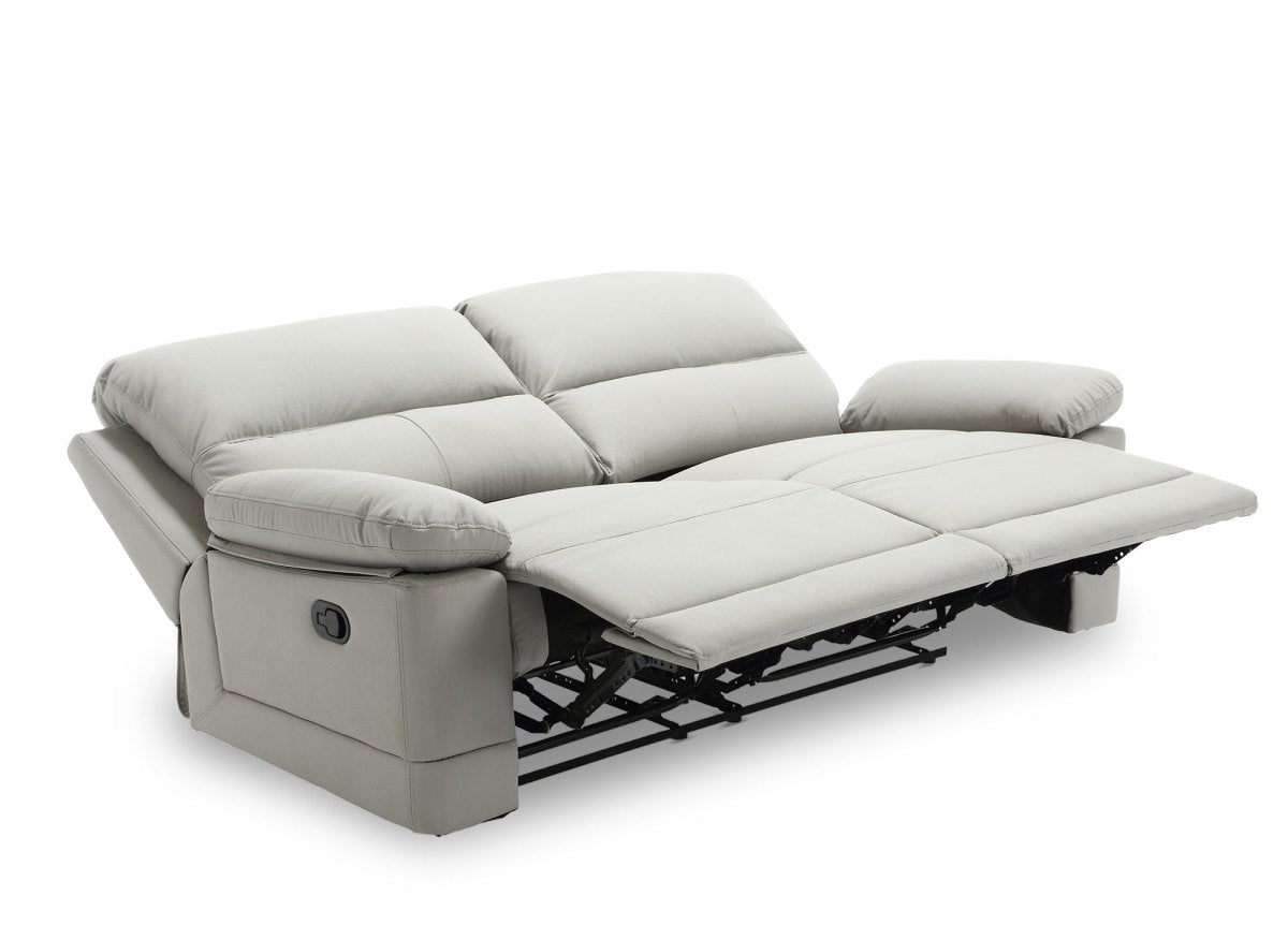 Canapé 3 places relax manuel en simili cuir gris clair DANY - DécoInParis