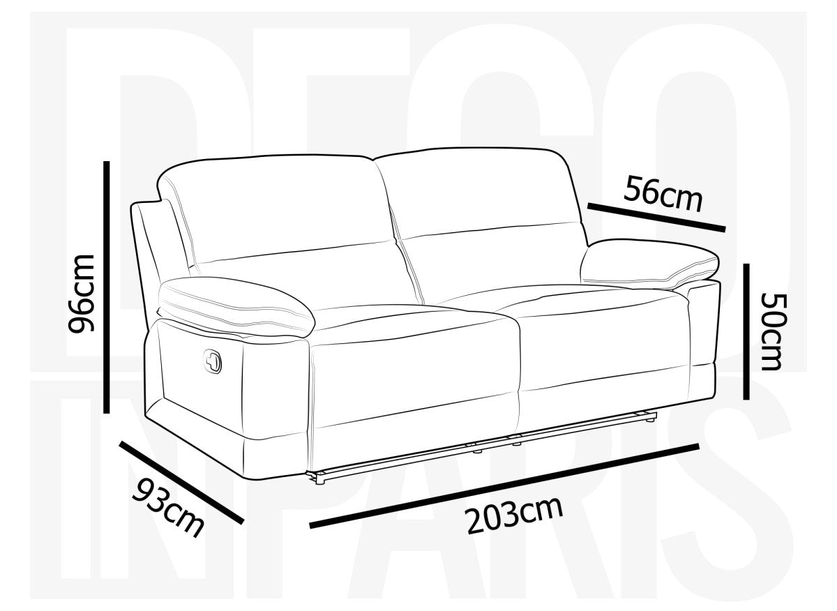 Canapé 3 places relax manuel en simili cuir gris foncé DANY - DécoInParis