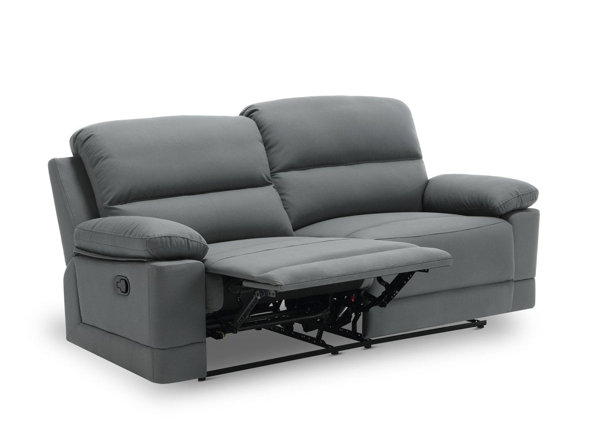 Canapé 3 places relax manuel en simili cuir gris foncé DANY - DécoInParis
