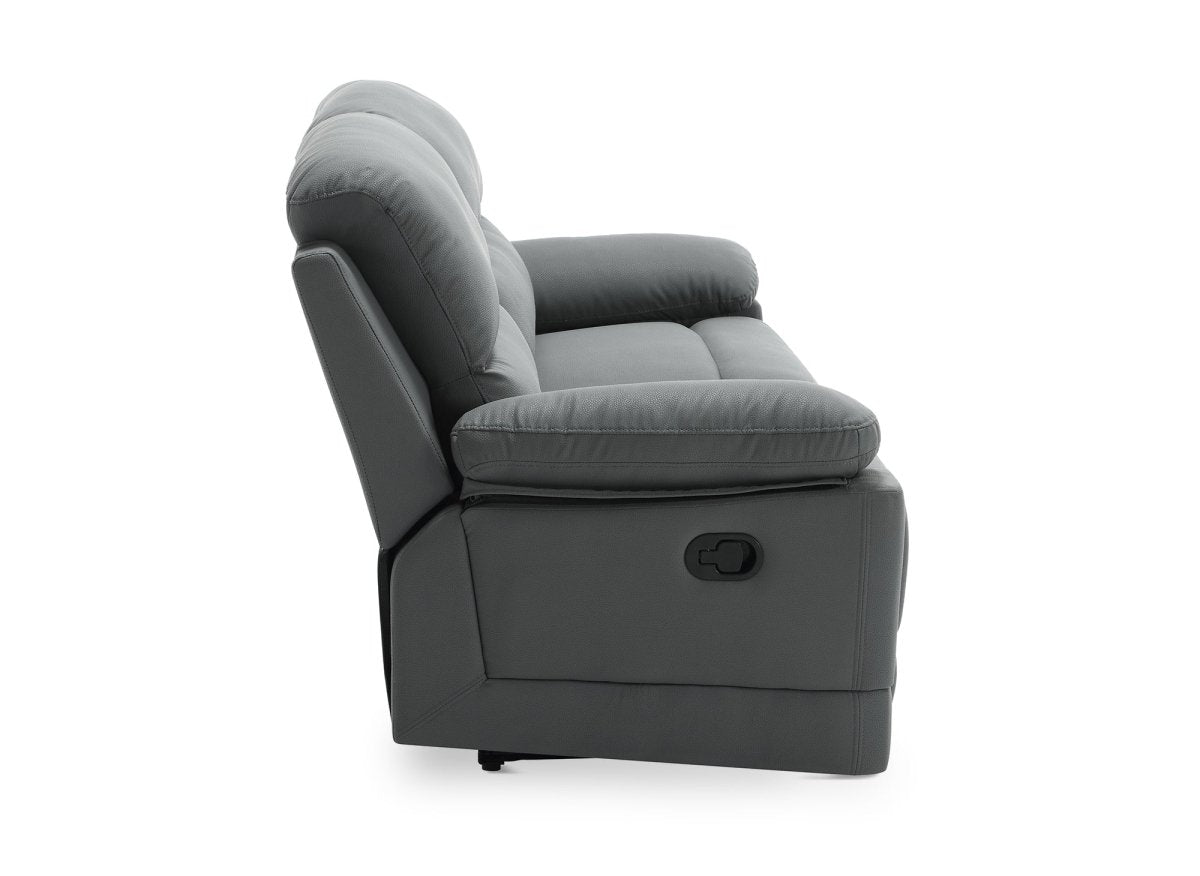 Canapé 3 places relax manuel en simili cuir gris foncé DANY - DécoInParis