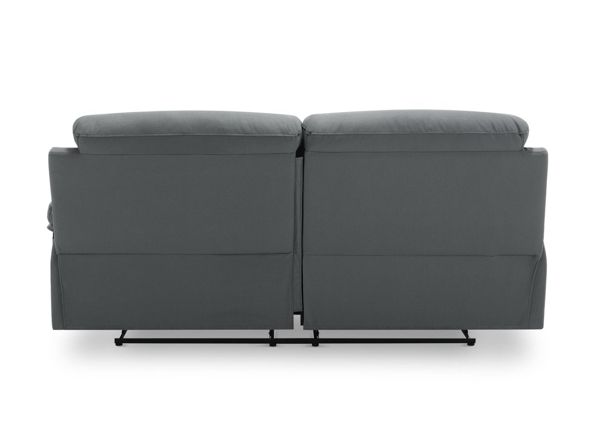 Canapé 3 places relax manuel en simili cuir gris foncé DANY - DécoInParis