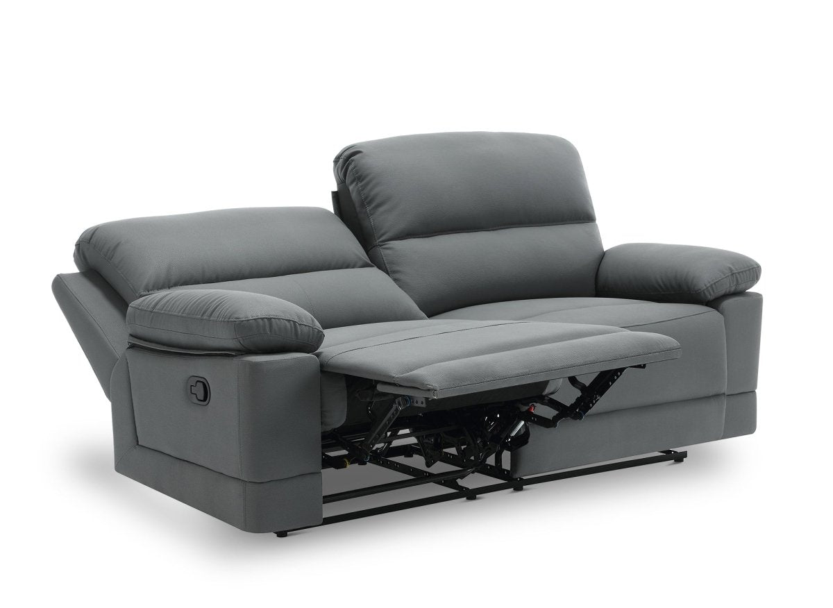 Canapé 3 places relax manuel en simili cuir gris foncé DANY - DécoInParis
