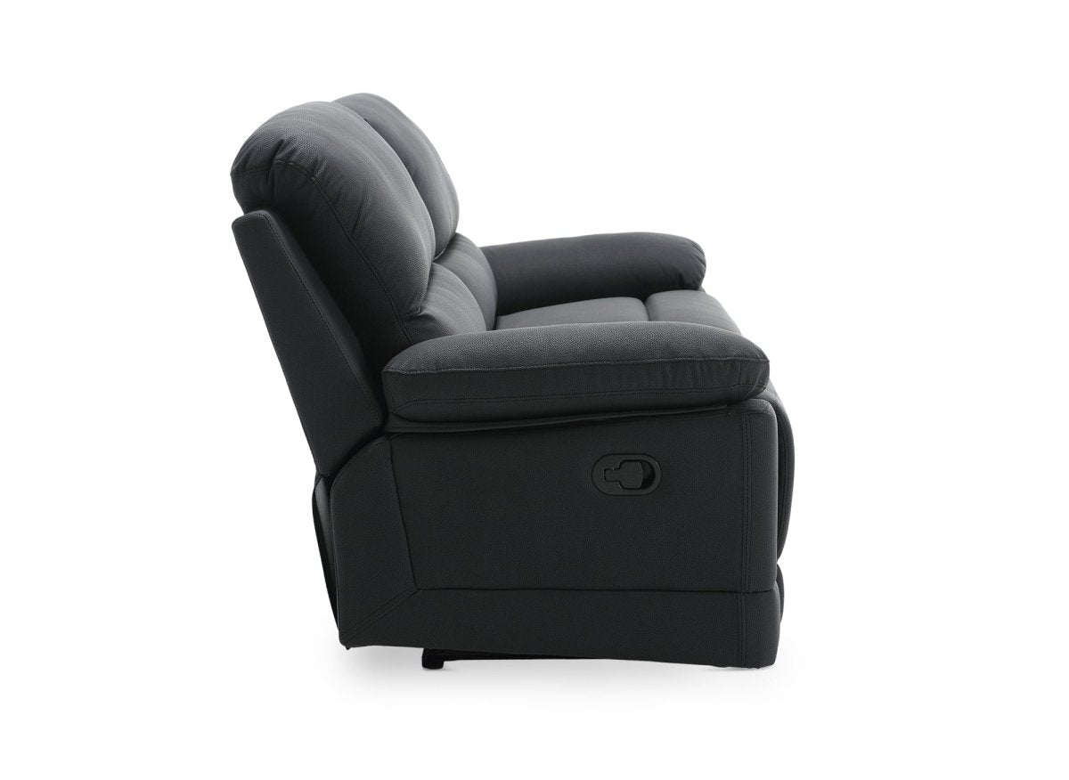 Canapé 3 places relax manuel en simili cuir noir DANY - DécoInParis