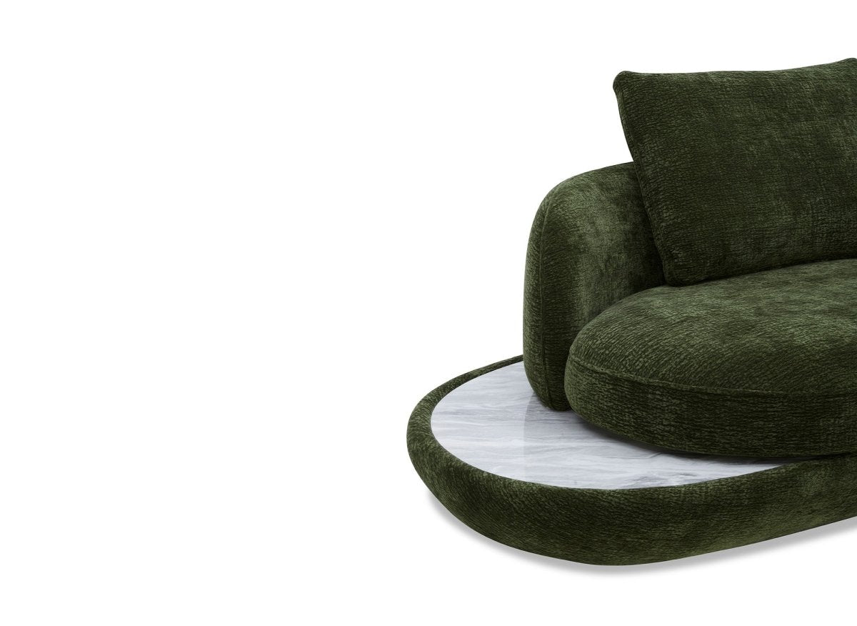 Canapé 4 places en velours tissé vert olive DARIUS - DécoInParis