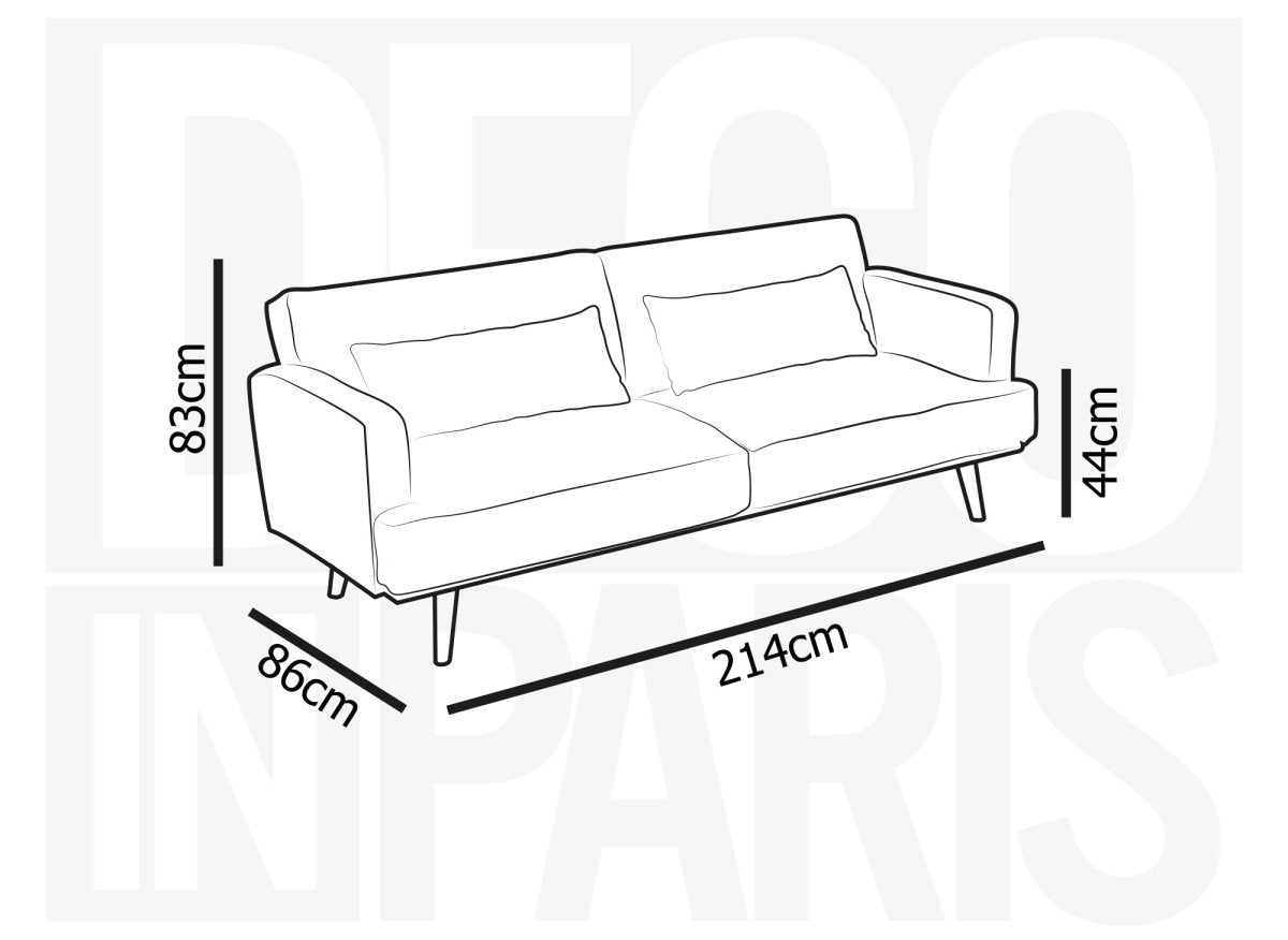 Canapé clic clac 3 places en tissu gris BART - DécoInParis