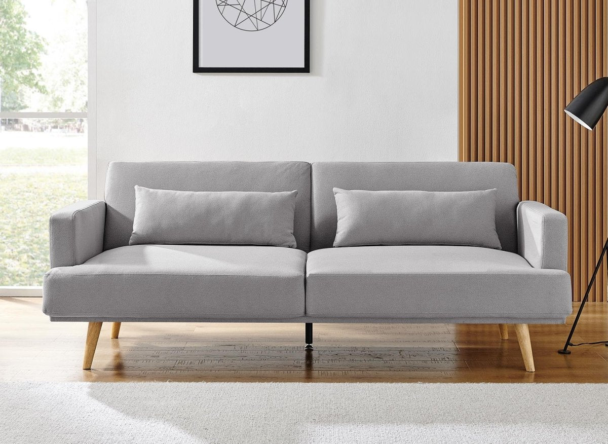 Canapé clic clac 3 places en tissu gris BART - DécoInParis