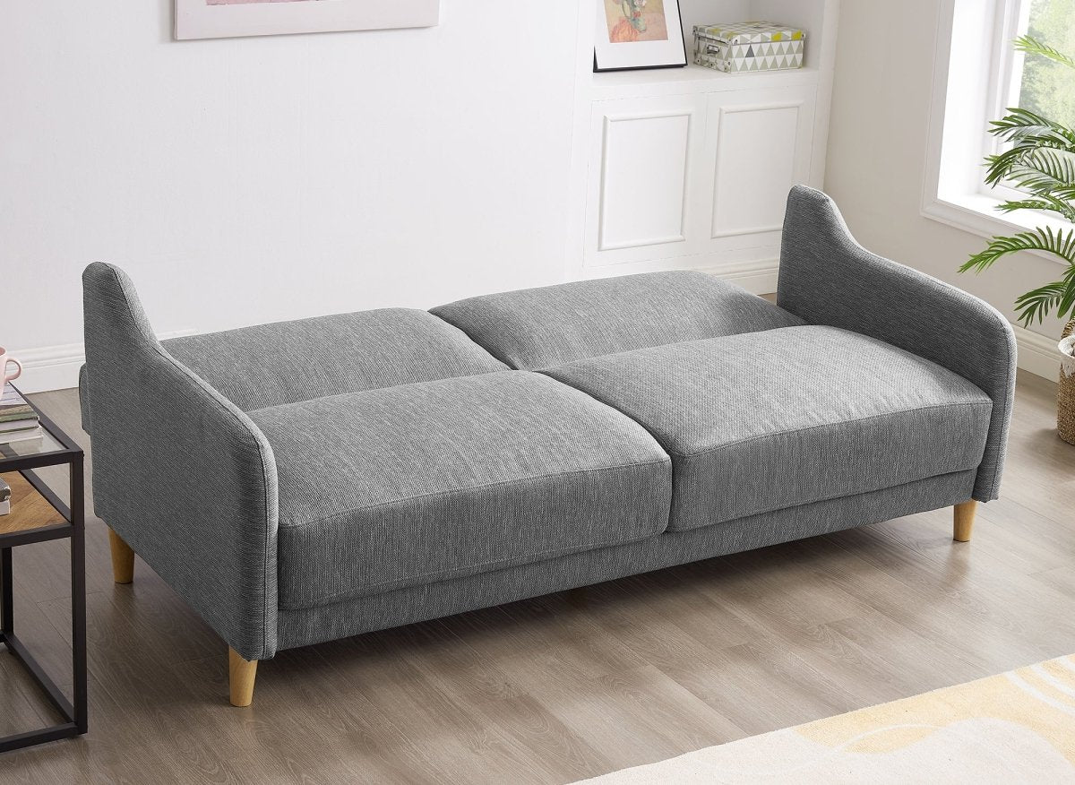 Canapé clic clac 3 places en tissu gris foncé MARLON - DécoInParis