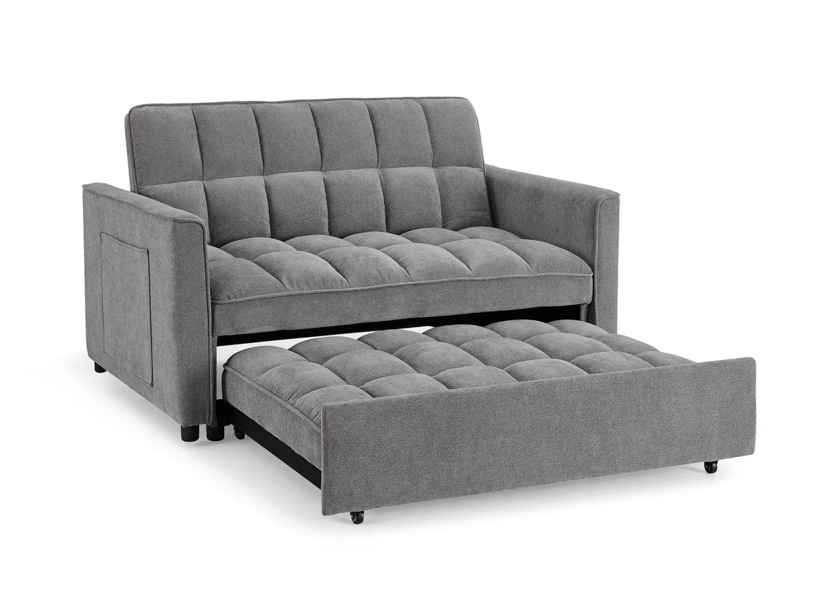 Canapé convertible 2 places en velours texturé gris JASPER - DécoInParis