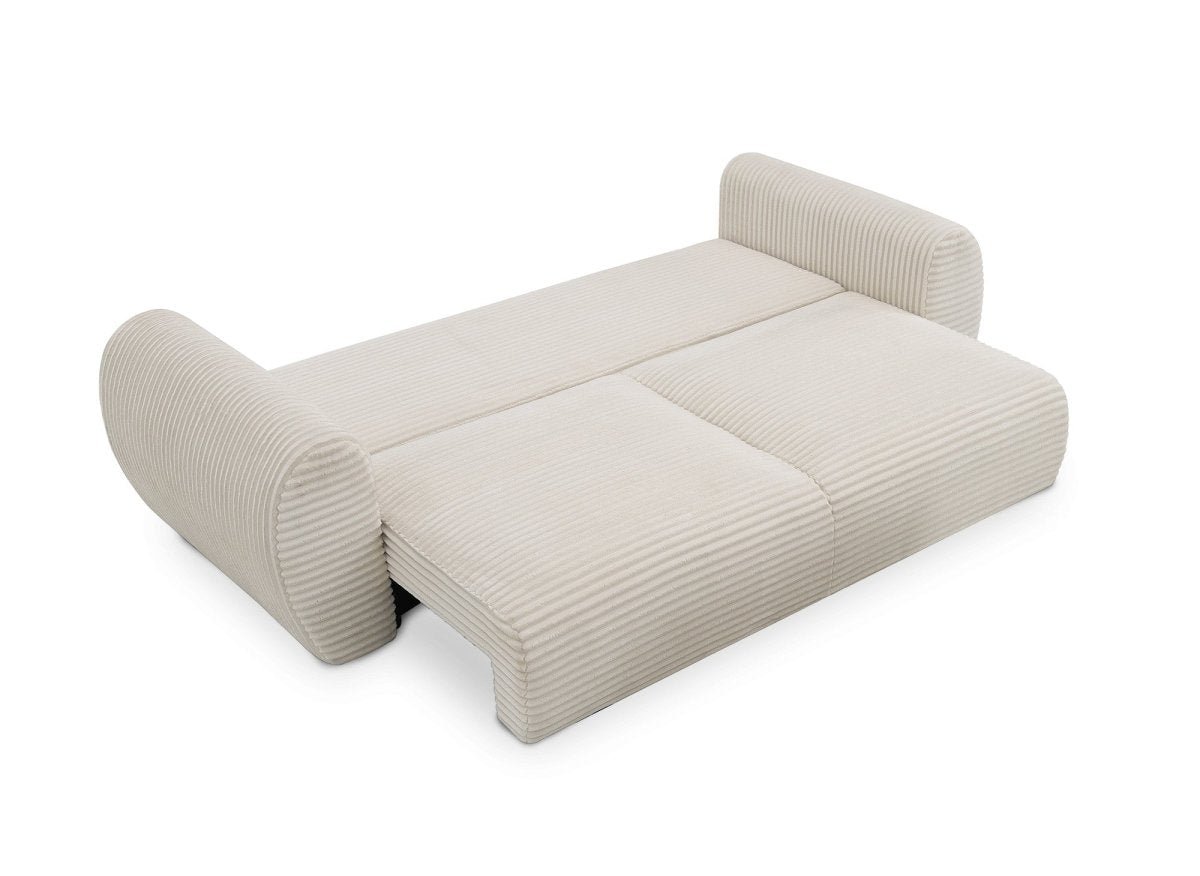 Canapé convertible 3 places avec coffre en gros côtelé doux beige TILDA - DécoInParis