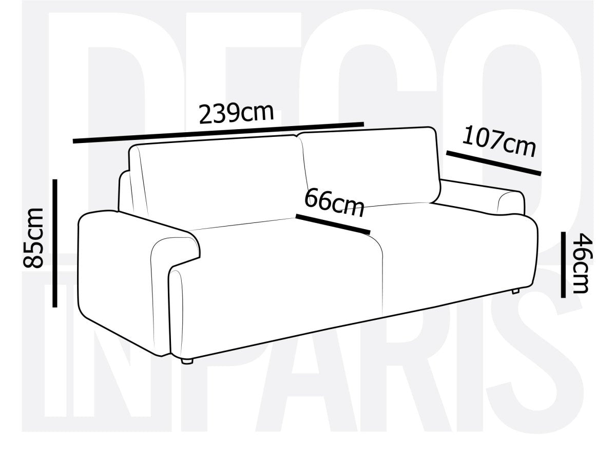 Canapé convertible 3 places avec coffre en velours côtelé épais beige MILO - DécoInParis