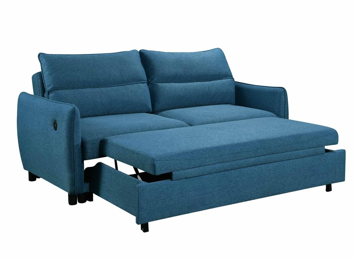 Canapé convertible 3 places en tissu bleu ZADIG - DécoInParis