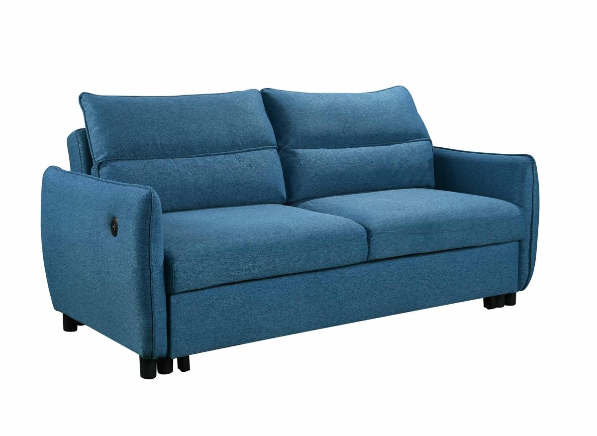 Canapé convertible 3 places en tissu bleu ZADIG - DécoInParis