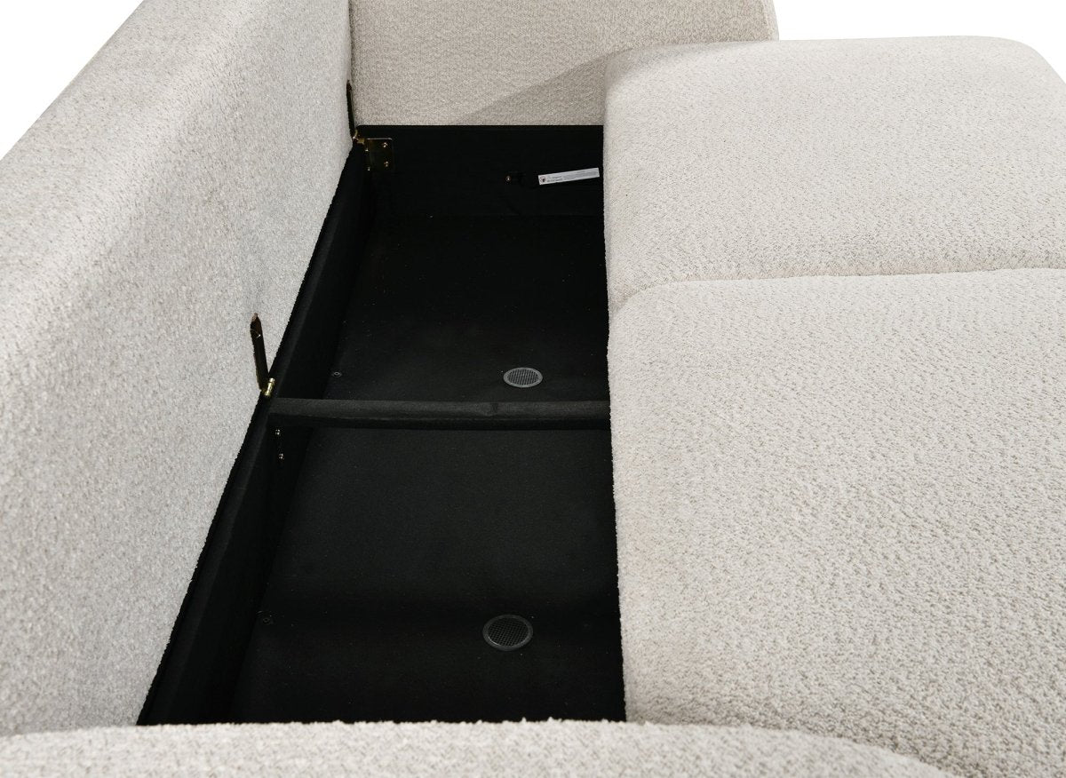 Canapé convertible 3 places en tissu bouclette écru MAYORA - DécoInParis