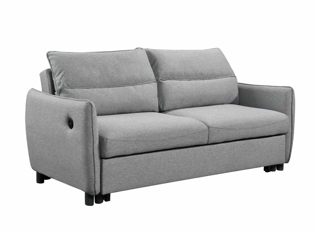 Canapé convertible 3 places en tissu gris clair ZADIG - DécoInParis