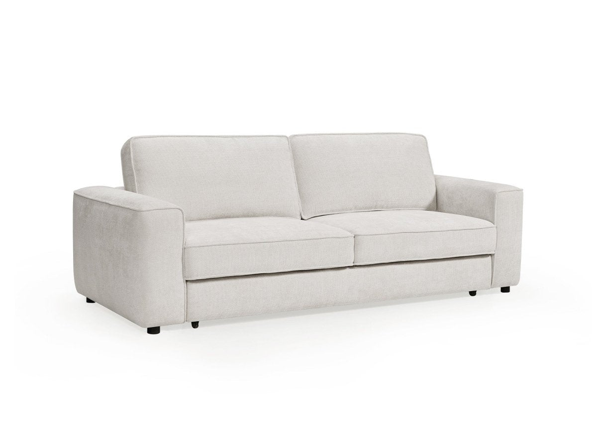 Canapé convertible 3 places en velours chiné beige DENITSA - DécoInParis