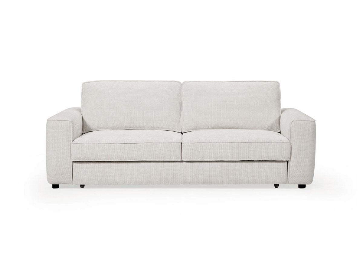 Canapé convertible 3 places en velours chiné beige DENITSA - DécoInParis