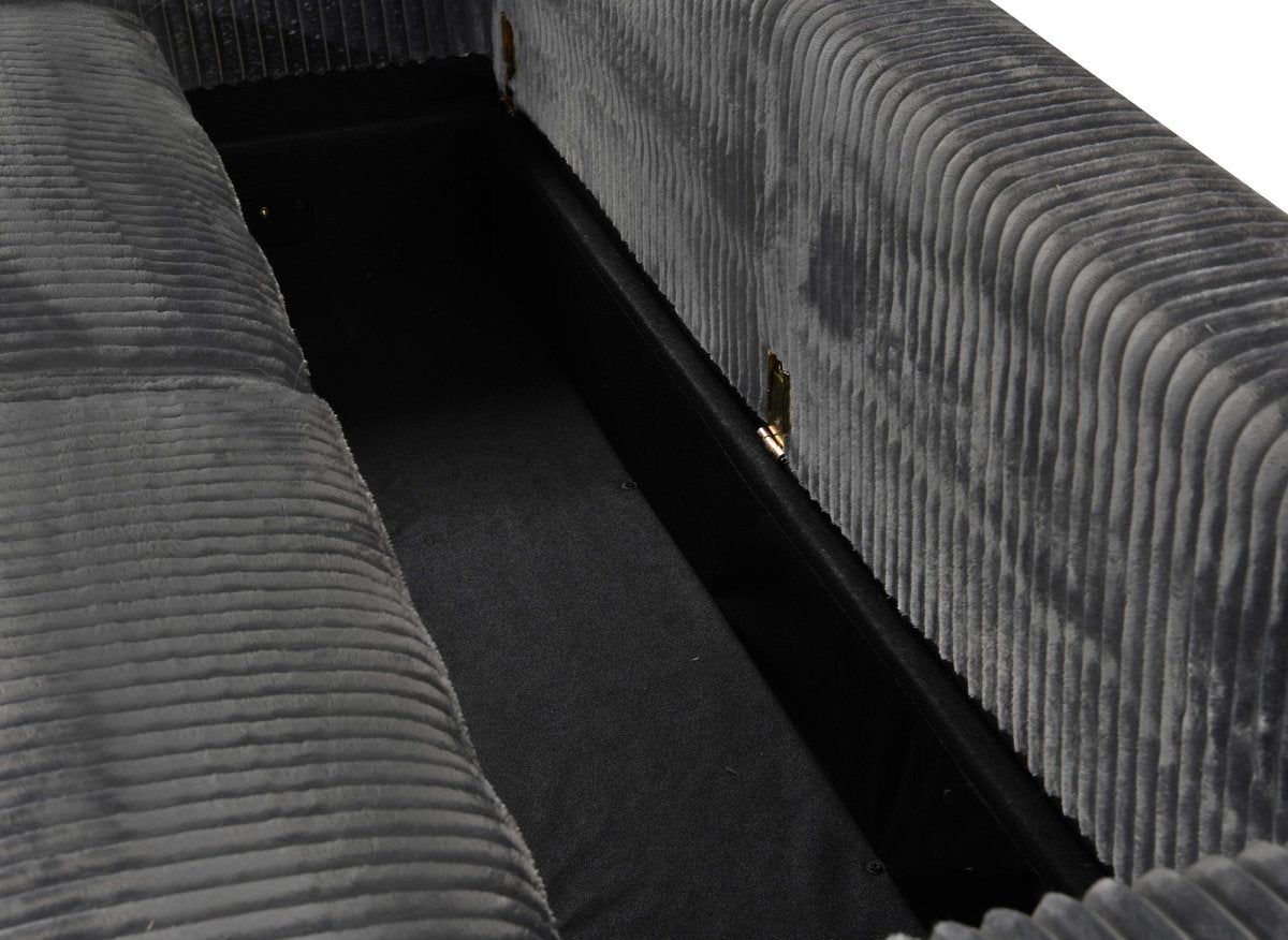 Canapé convertible 3 places en velours côtelé épais gris ALINE - DécoInParis