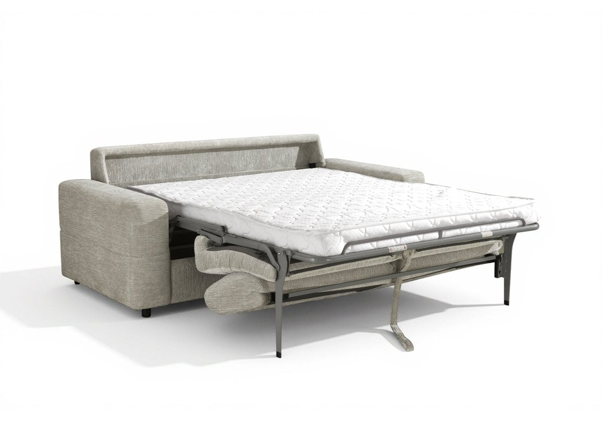 Canapé convertible express 3 places en velours chiné beige AMAURY - DécoInParis
