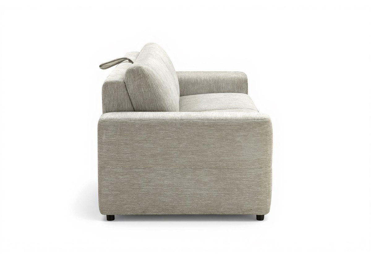 Canapé convertible express 3 places en velours chiné beige AMAURY - DécoInParis