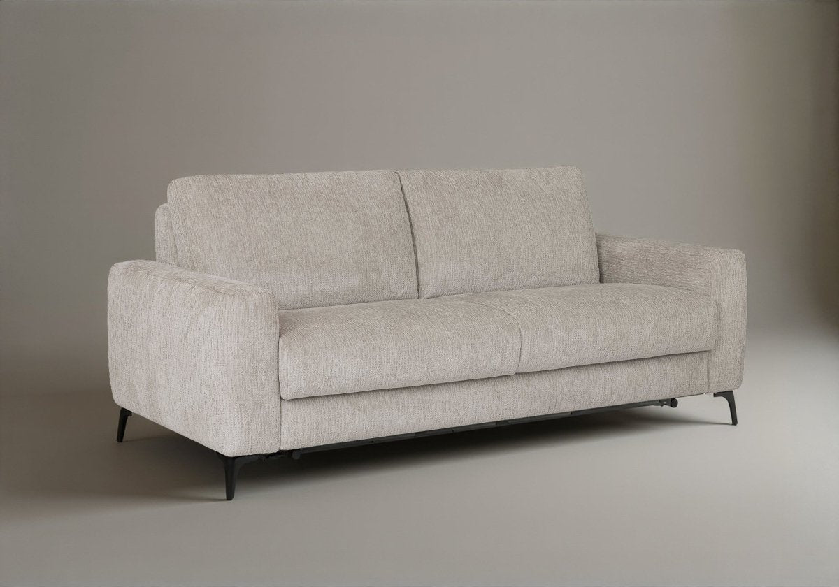 Canapé convertible express 3 places en velours chiné beige NONA - DécoInParis