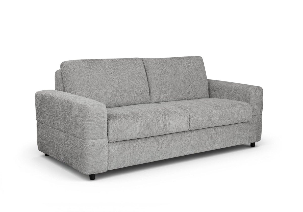 Canapé convertible express 3 places en velours chiné gris clair AMAURY - DécoInParis
