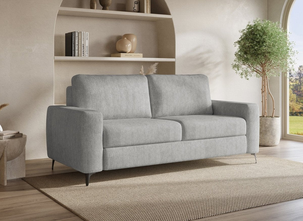 Canapé convertible express 3 places en velours chiné gris clair NONA - DécoInParis