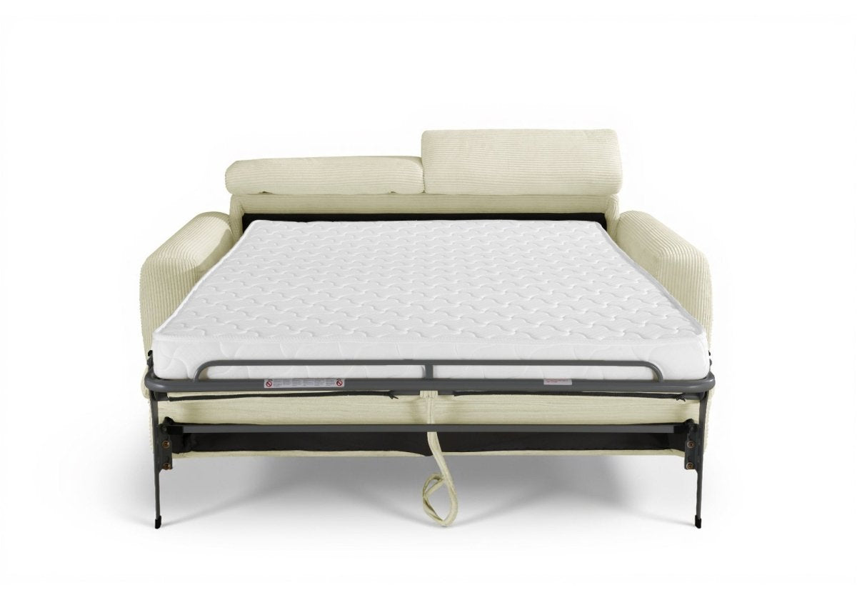 Canapé convertible express 3 places en velours côtelé beige TOGO - DécoInParis