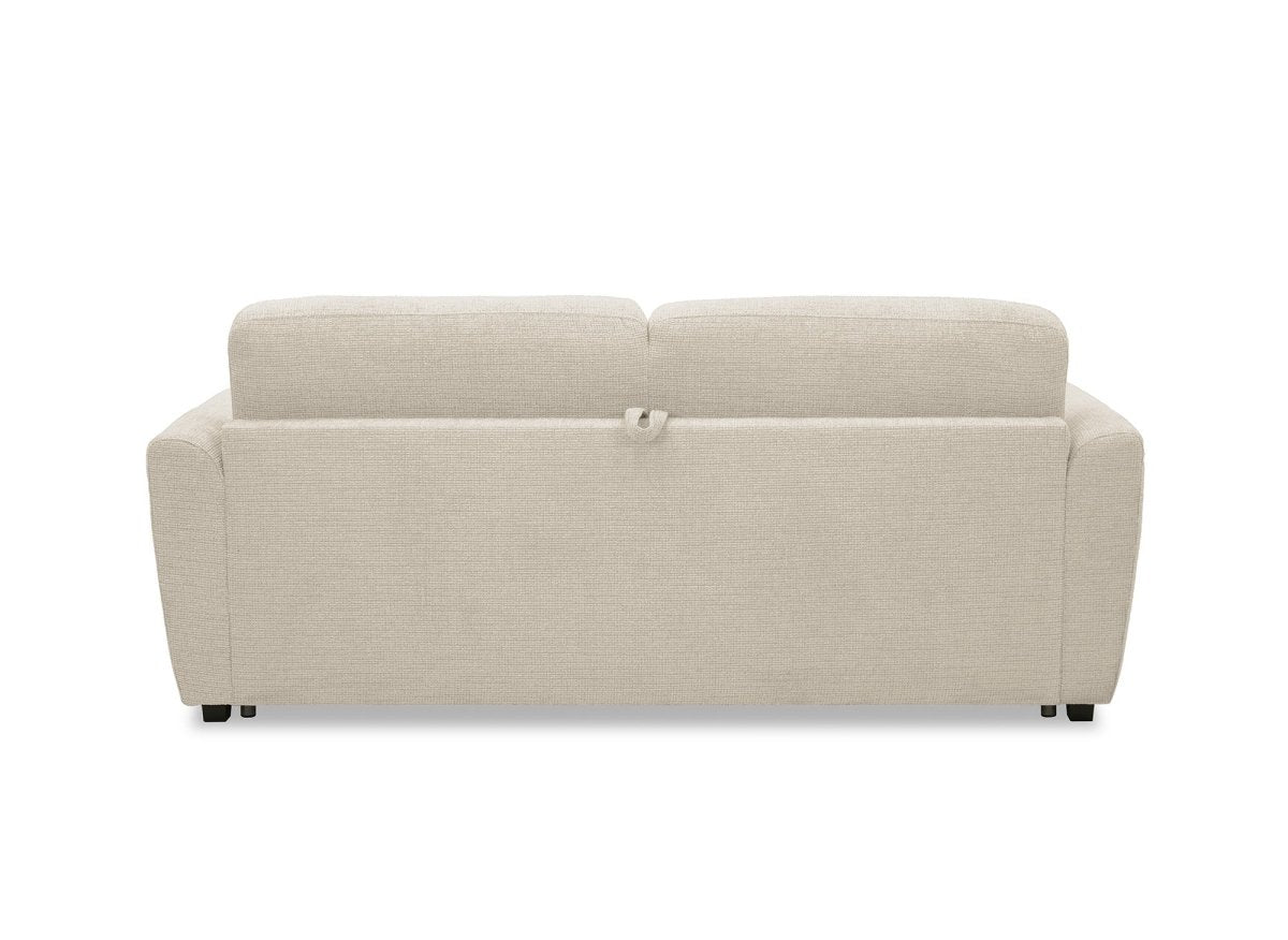 Canapé convertible express 3 places en velours texturé beige KALIANA - DécoInParis