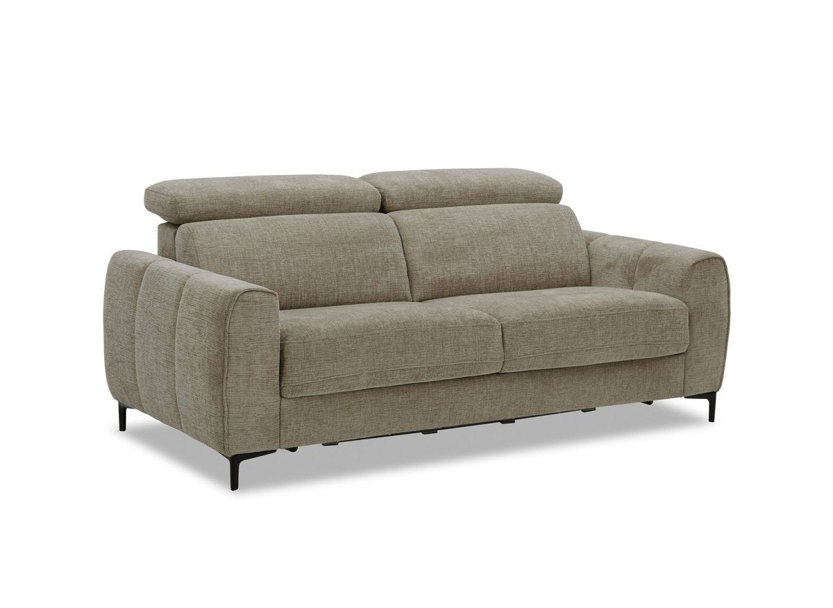 Canapé convertible express 3 places en velours texturé taupe CALEB - DécoInParis
