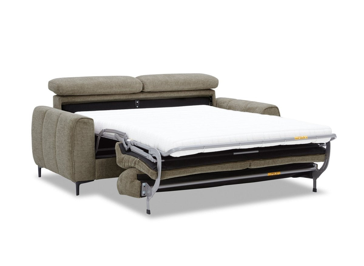 Canapé convertible express 3 places en velours texturé taupe CALEB - DécoInParis