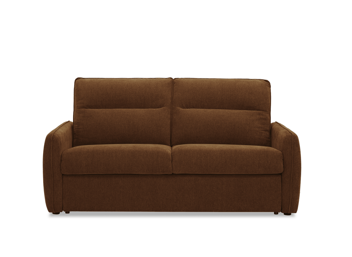 Canapé convertible express 3 places matelas 15 cm en tissu texturé terracotta ADILIO - DécoInParis