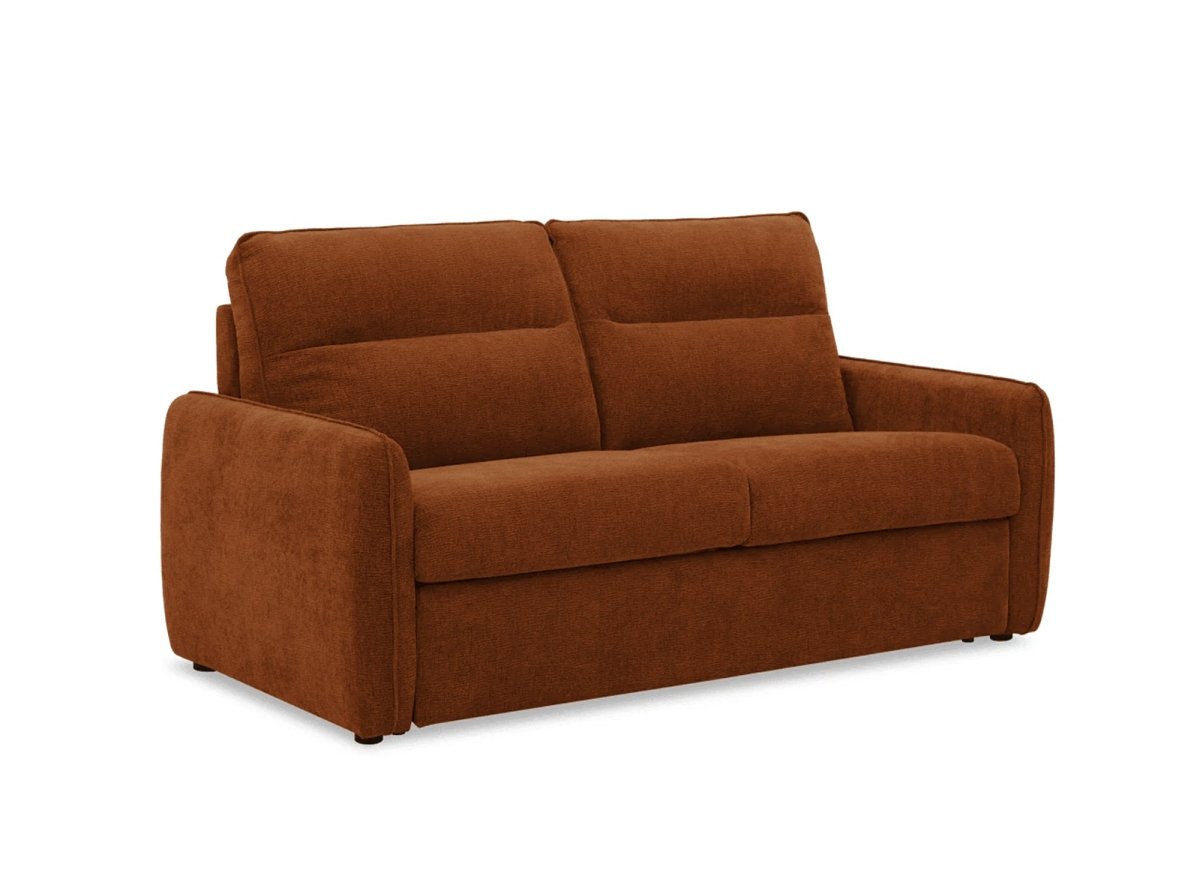 Canapé convertible express 3 places matelas 15 cm en tissu texturé terracotta ADILIO - DécoInParis