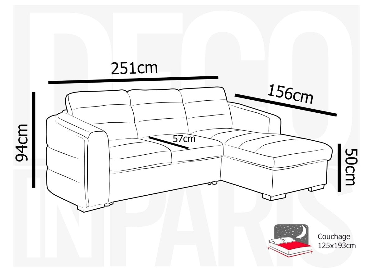 Canapé d'angle convertible avec coffre en tissu bouclette beige CALANDRA - Angle droit - DécoInParis