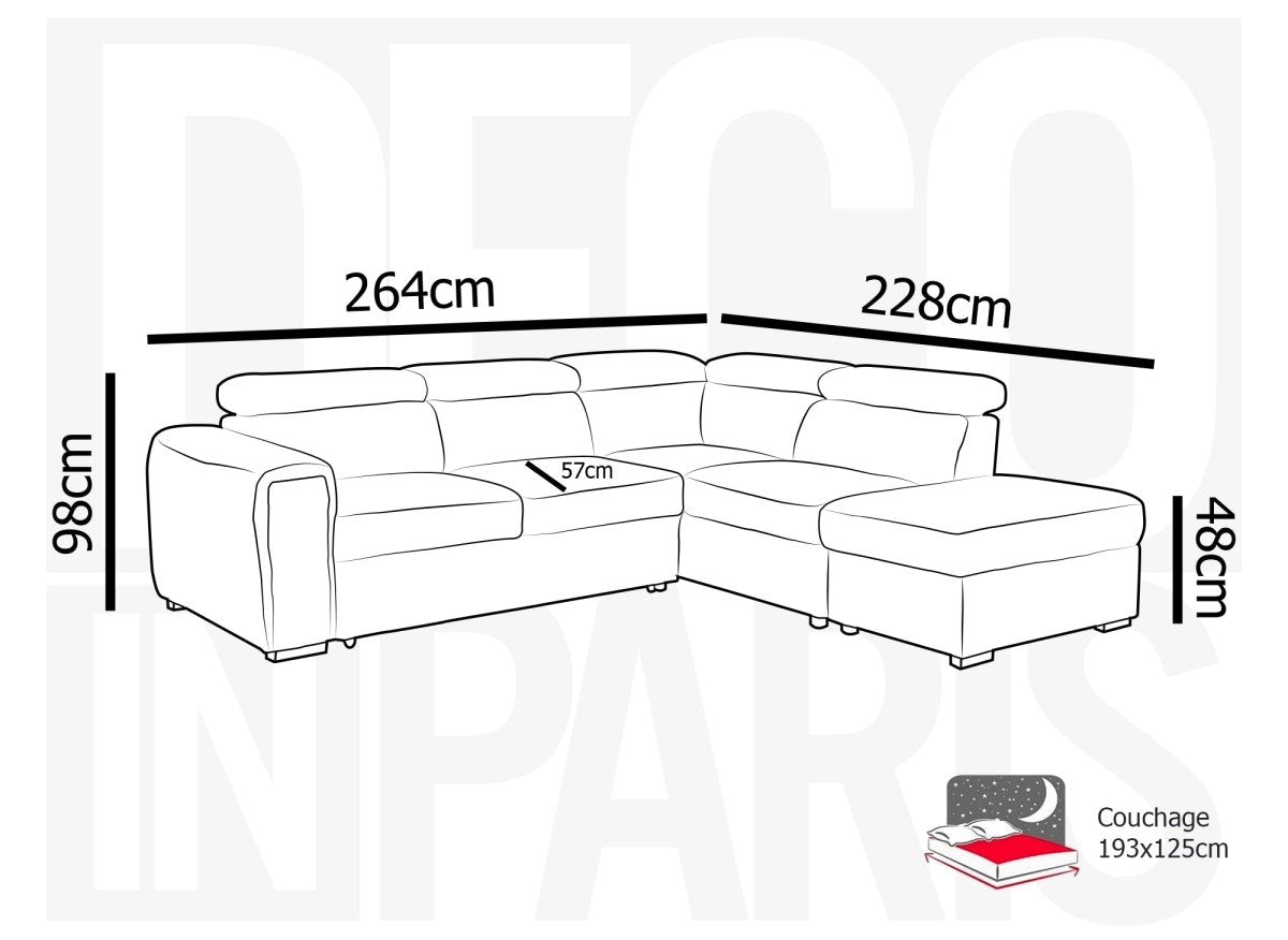 Canapé d'angle convertible avec coffre en velours côtelé épais beige ZENOVA - Angle droit - DécoInParis