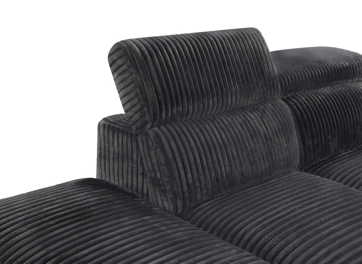 Canapé d'angle convertible avec coffre en velours côtelé épais gris DALTON - Angle droit - DécoInParis