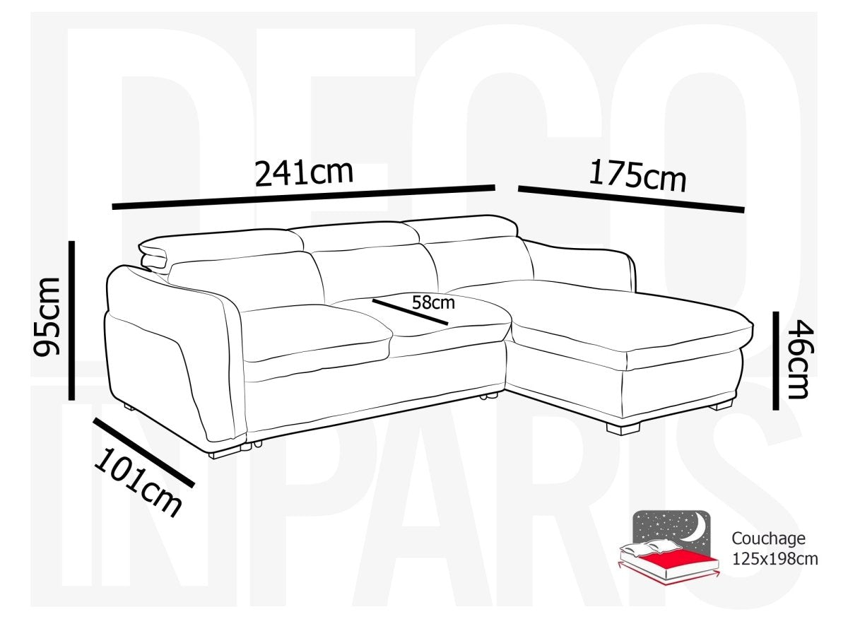 Canapé d'angle convertible avec coffre en velours côtelé épais gris PETUNIA - Angle droit - DécoInParis