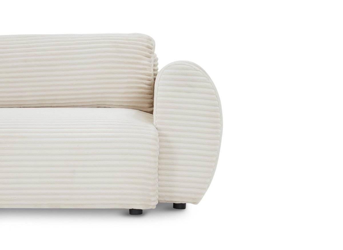 Canapé d'angle convertible avec coffre en velours gros côtelé doux beige TILDA - Angle gauche - DécoInParis