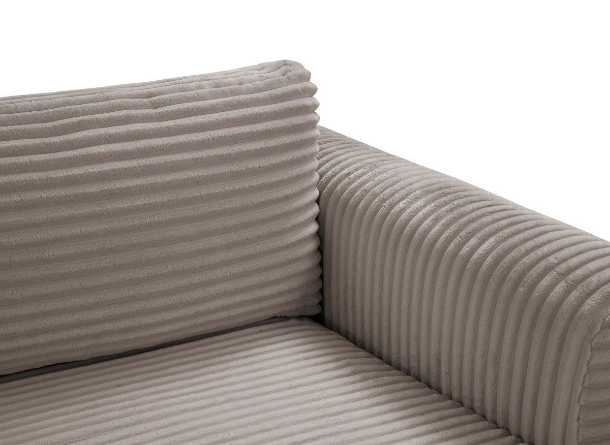 Canapé d'angle convertible avec coffre en velours gros côtelé doux taupe TILDA - Angle droit - DécoInParis