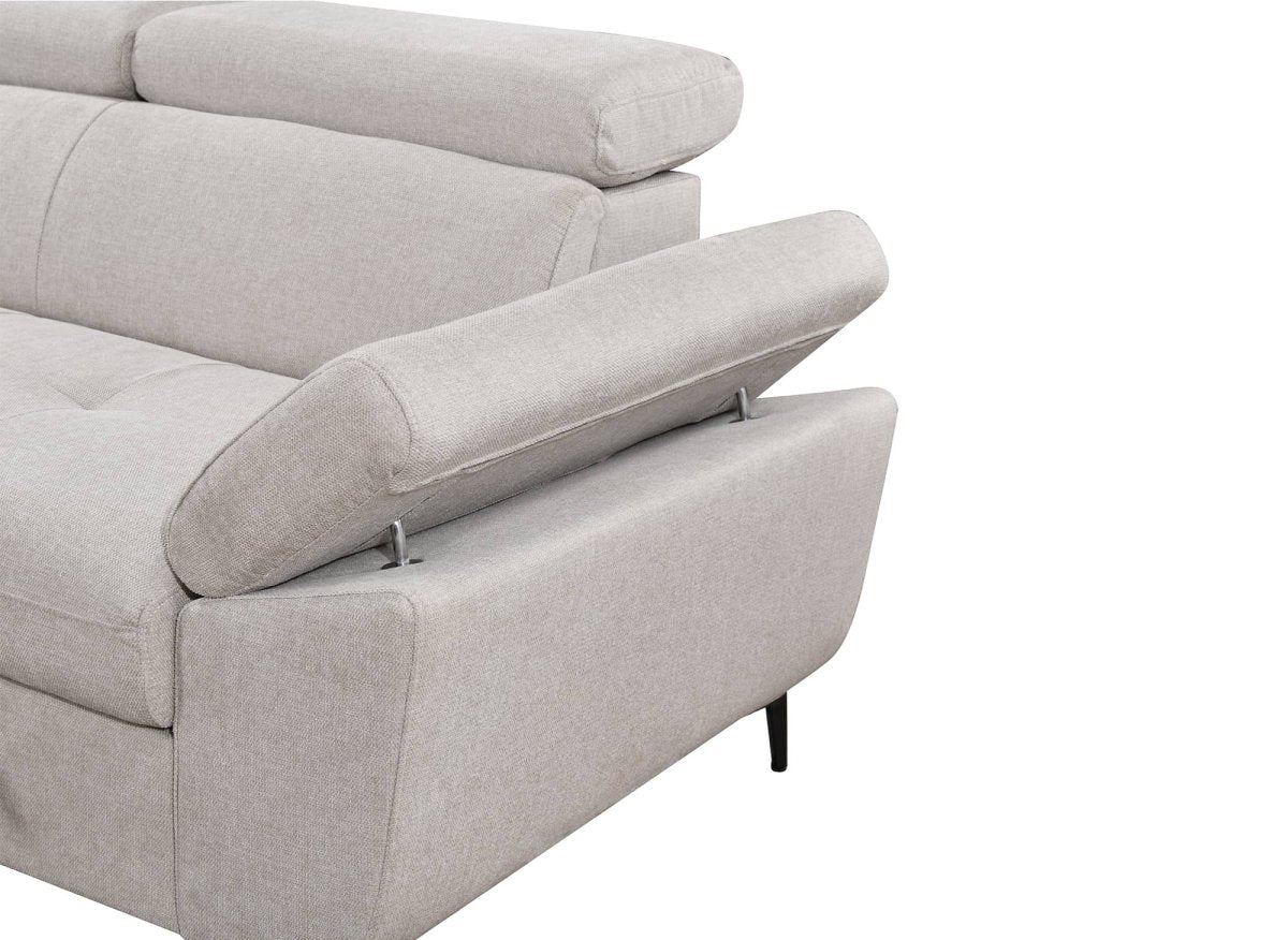 Canapé d'angle convertible en tissu beige MONICA - Angle gauche - DécoInParis