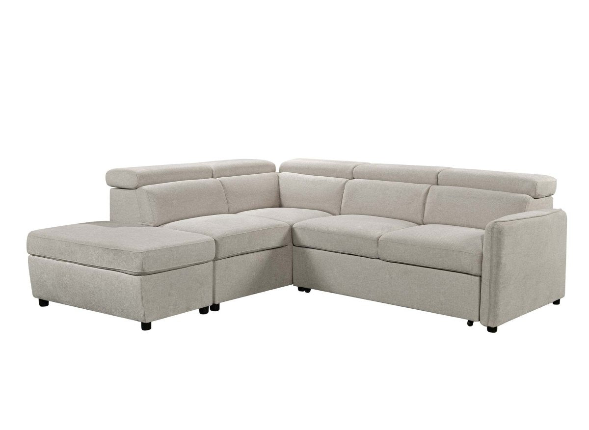 Canapé d'angle convertible en tissu beige NAIROBI - Angle gauche - DécoInParis