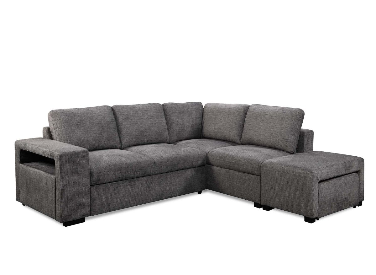 Canapé d'angle convertible en tissu gris foncé ALBAN - Angle droit - DécoInParis