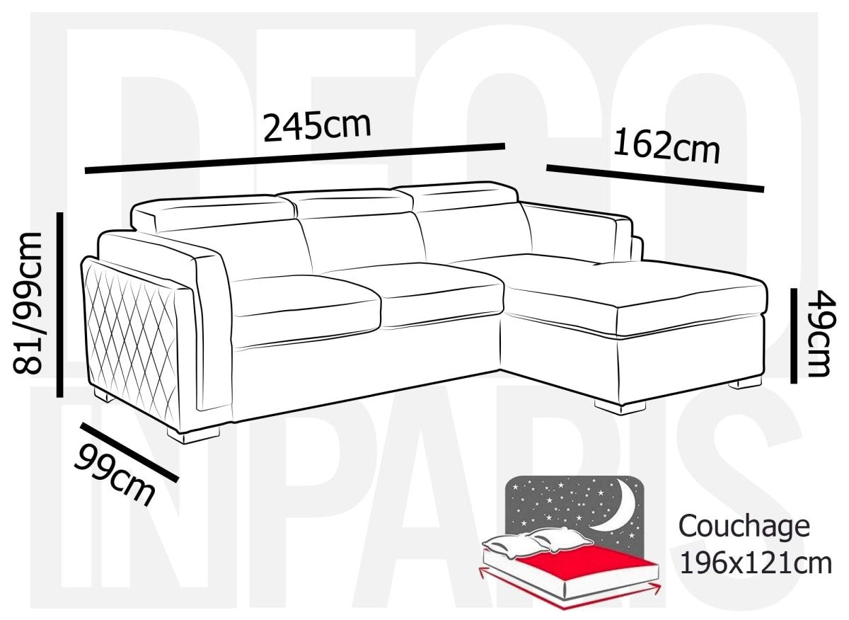 Canapé d'angle convertible en tissu gris foncé CHANDLER - Angle droit - DécoInParis