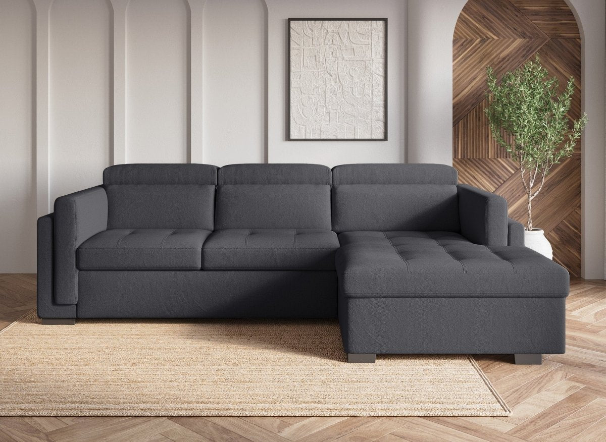 Canapé d'angle convertible en tissu gris foncé CHANDLER - Angle droit - DécoInParis