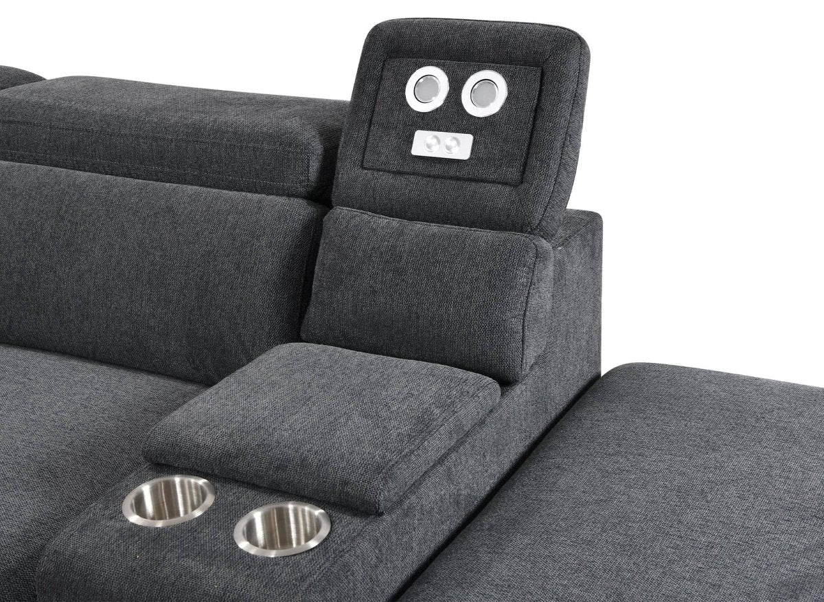 Canapé d'angle convertible en tissu gris foncé DEREK XL - Angle droit - DécoInParis